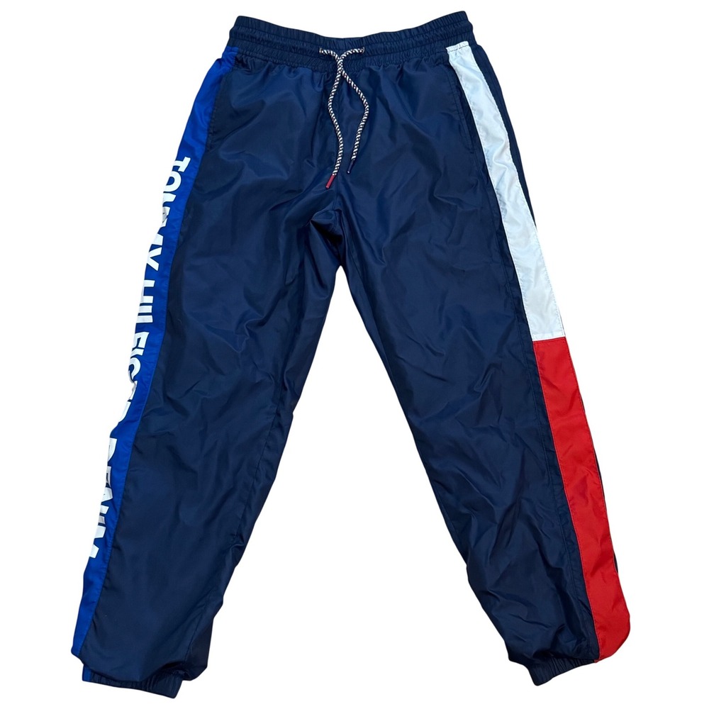 Tommy Hilfiger Denim Windbreaker Track Pants Navy Red White Mens Small